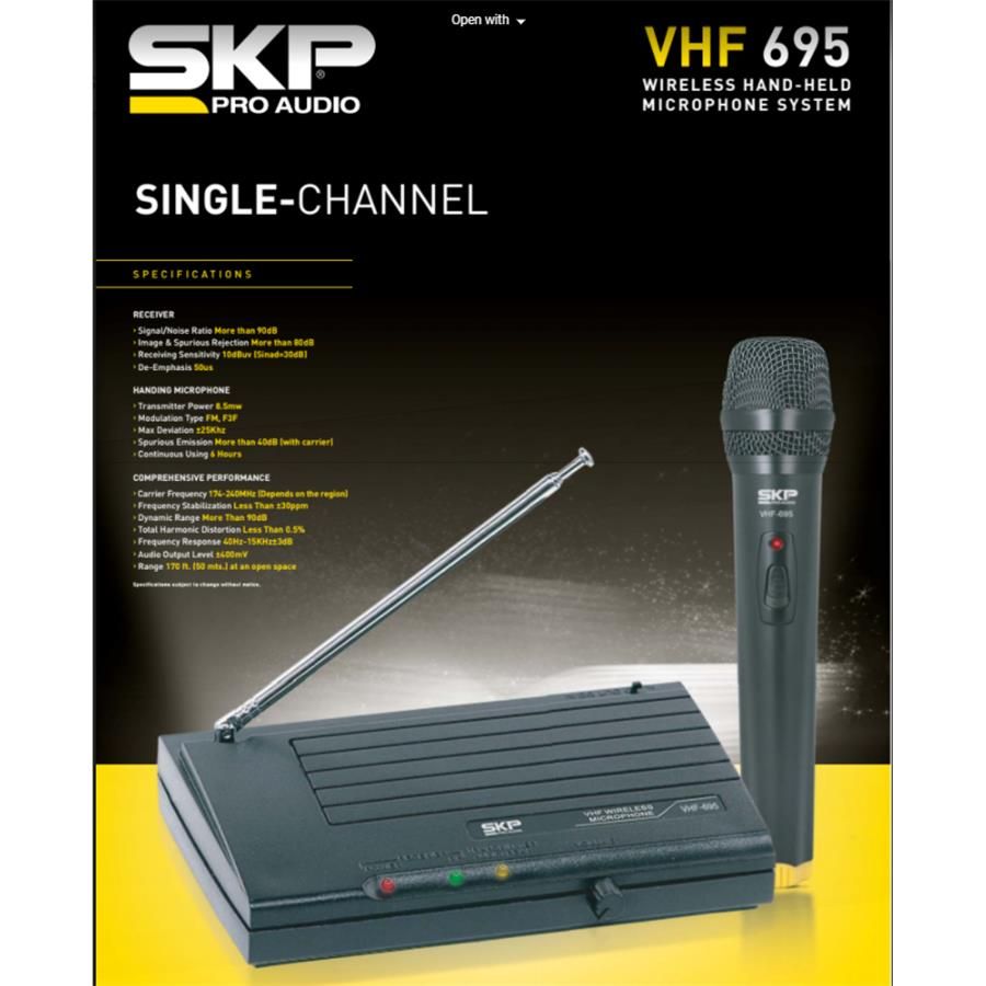 SKP VHF-695 - Serie Pro Micrófono Inalámbrico de mano - Imagen 4